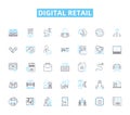 Digital retail linear icons set. E-commerce, Omnichannel, Personalization, Mobile, AI, Virtual, Augmented line vector