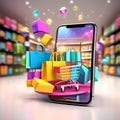 Digital Retail Therapy: Online Shopping on Smartphone - Mobile Application (3D Rendering