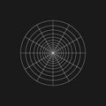 Digital retro cyber polar grid design element. Retrofuturistic shape. Radial shape in Cyberpunk 80s style. Geometry for