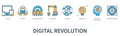 Digital revolution concept with icons in minimal flat line style Royalty Free Stock Photo
