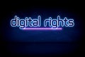 Digital Rights Management - blue neon announcement signboard