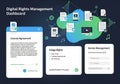 Digital Rights Management Dashboard illustration showcases a Royalty Free Stock Photo