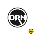 Digital rights management DRM acronym logo. Three initial letters D, R and M.