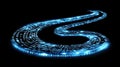 In a digital road, binary data is streaming, moving on a digital path Royalty Free Stock Photo