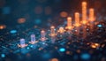 Digital roadmap for organizational change. Growing digital tech structures illustrate digital transformation. Modern business