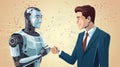 Digital robot handshake human background futuristic digital age robot science digital technology AI Royalty Free Stock Photo