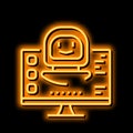digital robot neon glow icon illustration Royalty Free Stock Photo
