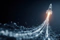 Digital Rocket Launch Rapid Growth Concept Dark Background Royalty Free Stock Photo