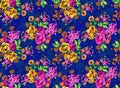 Digital rose floral pattern on blue background Royalty Free Stock Photo