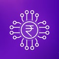 digital rupee icon, linear design