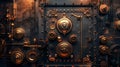 Digital Safe Door with Encrypted Code and Gears Royalty Free Stock Photo