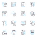 Digital safeguards linear icons set. Encryption, Firewall, Password, Malware, Cybersecurity, Privacy, Authentication