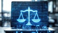 AI Justice: Digital Scales of Law Royalty Free Stock Photo