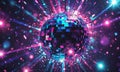 disco ball with colorful lights and confe Royalty Free Stock Photo