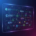 A digital schematic depicting a futuristic network interface with various Royalty Free Stock Photo