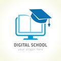 Digital school book online education logo