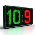 Digital scoreboard display: green 10, red 9 - electronic score keeping technology on transparent background Royalty Free Stock Photo