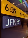 JFK Airport Sign In Moynihan Train Hall, NYC, NY, USA Royalty Free Stock Photo