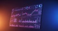 Digital screen displaying complex financial data with various charts and graphs, Royalty Free Stock Photo