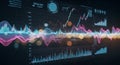 Digital screen displaying financial data visualizations and analytics. Features multiple Royalty Free Stock Photo