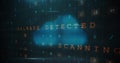 Digital screen displays MALWARE DETECTED with cloud icon and scanning text Royalty Free Stock Photo