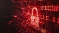 Digital screen featuring binary code and red broken padlock icon highlighting data security breach Royalty Free Stock Photo