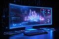 Digital screen with the projection hologram with different parameters and data