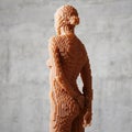 Digital sculpture of a beautiful woman`s body in the studio. 3D Render