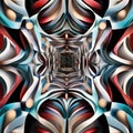 A digital sculpture of interconnected shapes and forms, shifting and changing in a mesmerizing and hypnotic pattern5