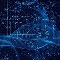 Digital Seamless Mathematical Formulas: Abstract Futuristic Background with Math and Physics Concepts Generative AI