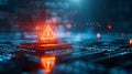 Digital Security Alert on Circuit Board Royalty Free Stock Photo