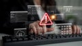 Digital security alert concept with warning symbol and data protection interface, highlighting the importance of Royalty Free Stock Photo