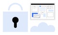 Digital Security and Cloud Data Privacy with Locked Padlock and Web Interface Royalty Free Stock Photo