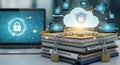 Digital security cloud data protection network locks technology innovation secure data storage Royalty Free Stock Photo