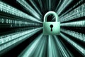 Digital security concept: binary code and lock symbolizing online data protection Royalty Free Stock Photo