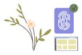 Digital Security Concept with Biometrics, Floral Design, and Minimalist Web Interface Royalty Free Stock Photo