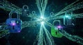 Digital Security Concept: Blockchain Technology with Padlocks and Binary Code Royalty Free Stock Photo