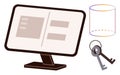Digital Security Concept with Computer, Database, and Keys for Secure Data Access Royalty Free Stock Photo
