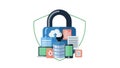 Digital security concept with padlock, cloud, and data icons Keywords: digital, security, concept, padlock, lock Royalty Free Stock Photo