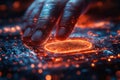 Digital Security Concept: Fingerprint Biometric Authentication Button for Secure Access and Identity Verification Royalty Free Stock Photo