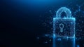Digital security concept with futuristic lock and network connections