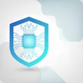 Cybersecurity Shield Protecting Microchip Processor Data Technology Concept Royalty Free Stock Photo