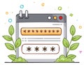 Digital security concept illustration with login fields and growing plants Royalty Free Stock Photo