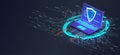 Digital security concept with a laptop displaying a shield surrounded by circuit patterns in a modern design Royalty Free Stock Photo