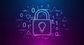 Digital Security Concept with Lock and Binary Code in Futuristic Style Royalty Free Stock Photo