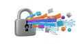 Digital Security Concept with Lock and Binary Code Technology and Data Protection Illustration Royalty Free Stock Photo