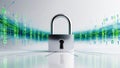 Digital Security Concept with Lock and Data Flow. Royalty Free Stock Photo