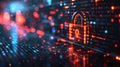 Digital Security Concept with Lock Symbol and Binary Code Representing Mitigating Risks in Cybersecurity Royalty Free Stock Photo