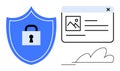 Digital Security Concept with Locked Shield and Online Content Interface Royalty Free Stock Photo