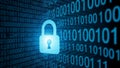 Digital security concept with padlock icon on binary code background Royalty Free Stock Photo